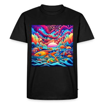 Psychedelic Ocean - Men's Premium Organic T-Shirt - black - Front - Nico (187cm)