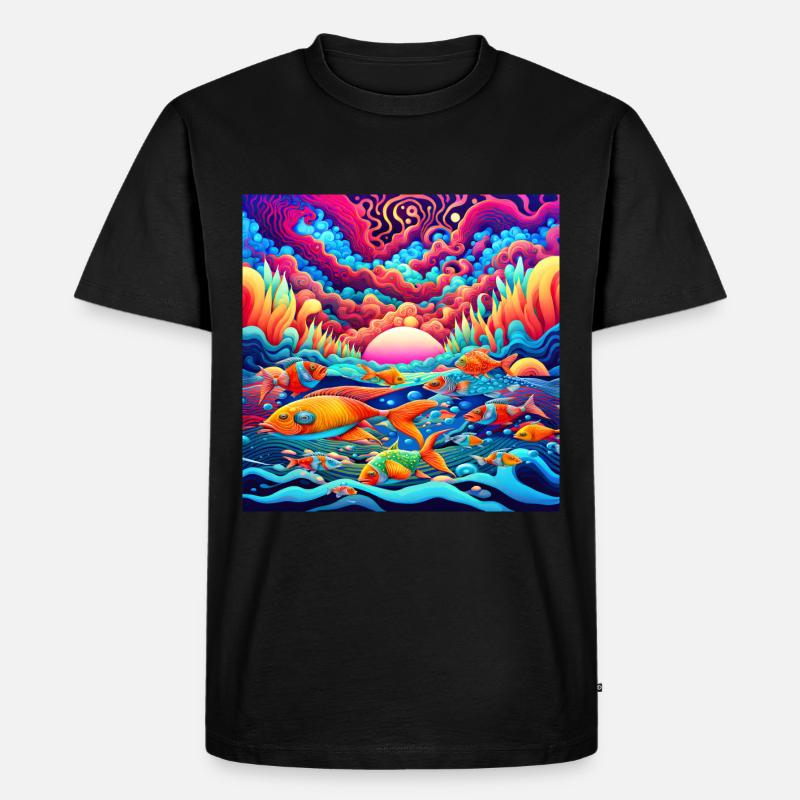 Psychedelischer Ozean - Männer Premium Bio T-Shirt - Schwarz