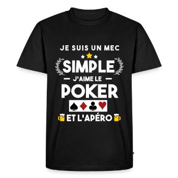 poker et apéro humour cadeau - T-shirt Premium bio Homme - noir - Devant - Nico (187cm)
