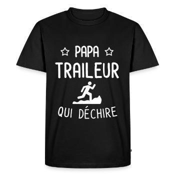 super papa traileur qui déchire père papa trail - T-shirt Premium bio Homme - noir - Devant - Nico (187cm)