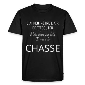 Cadeau humour chasse chasseur chasseuse drôle - T-shirt Premium bio Homme - noir - Devant - Nico (187cm)
