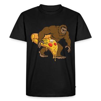 Pizza lieben auch Kreaturen - Männer Premium Bio T-Shirt - Schwarz - Vorne - Nico (187cm)