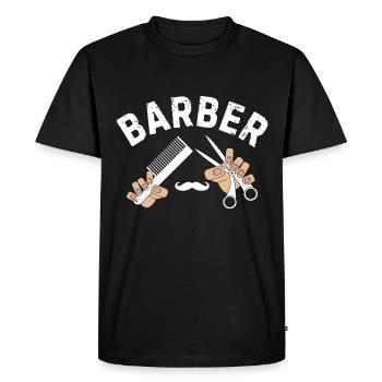 Barbier Barbier Coiffeur Coiffeur Coiffeur Coupe de cheveux - T-shirt Premium bio Homme - noir - Devant - Nico (187cm)