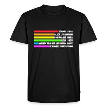 Science is Real Rainbow Flag LGBT CSD Gay Pride - Men's Premium Organic T-Shirt - black - Front - Nico (187cm)