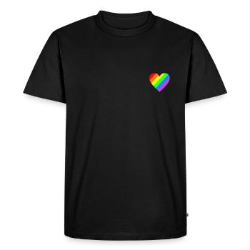 Rainbow Heart LGBT CSD - Men's Premium Organic T-Shirt - black - Front - Nico (187cm)