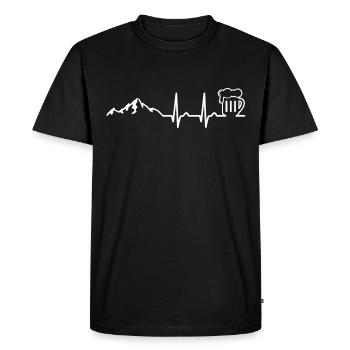 Randonnée et bière Heart Curve ECG Montagnes en plein air - T-shirt Premium bio Homme - noir - Devant - Nico (187cm)