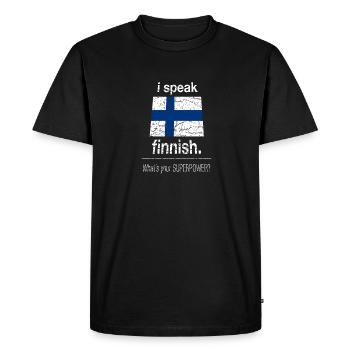 Super finnois langue finlandais rigolo amusement - T-shirt Premium bio Homme - noir - Devant - Nico (187cm)