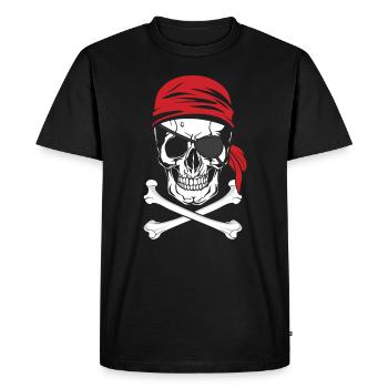 Pirate - pirate avec cache-oeil - T-shirt Premium bio Homme - noir - Devant - Nico (187cm)