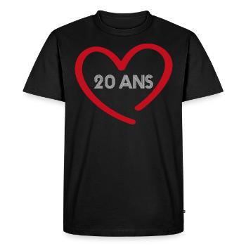 cadeau de couple 20 ans | anniversaire de mariage - T-shirt Premium bio Homme - noir - Devant - Nico (187cm)