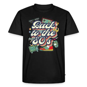 Retour aux années 80 ́ - T-shirt Premium bio Homme - noir - Devant - Nico (187cm)