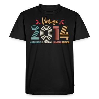 Birthday 2014 Birthday Born in 2014 Retro - Men's Premium Organic T-Shirt - black - Front - Nico (187cm)