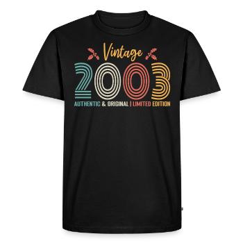 Anniversaire 2003 Anniversaire né en 2003 rétro - T-shirt Premium bio Homme - noir - Devant - Nico (187cm)