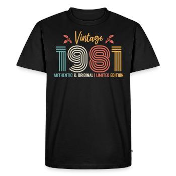 Birthday 1981 Birthday Born in 1981 Retro - Men's Premium Organic T-Shirt - black - Front - Nico (187cm)