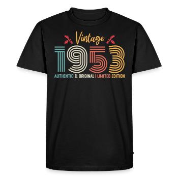 Anniversaire 1953 Anniversaire né en 1953 rétro - T-shirt Premium bio Homme - noir - Devant - Nico (187cm)