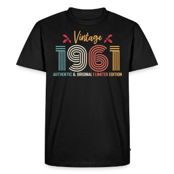 Anniversaire 1961 Anniversaire né en 1961 rétro - T-shirt Premium bio Homme - noir - Devant - Nico (187cm)
