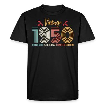 Anniversaire 1950 Anniversaire né en 1950 rétro - T-shirt Premium bio Homme - noir - Devant - Nico (187cm)