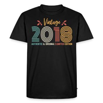 Anniversaire 2018 Anniversaire né en 2018 rétro - T-shirt Premium bio Homme - noir - Devant - Nico (187cm)