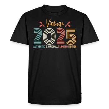 Anniversaire 2025 Anniversaire né en 2025 rétro - T-shirt Premium bio Homme - noir - Devant - Nico (187cm)
