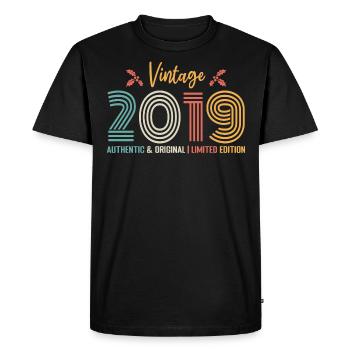 Birthday 2019 Birthday Born in 2019 Retro - Men's Premium Organic T-Shirt - black - Front - Nico (187cm)