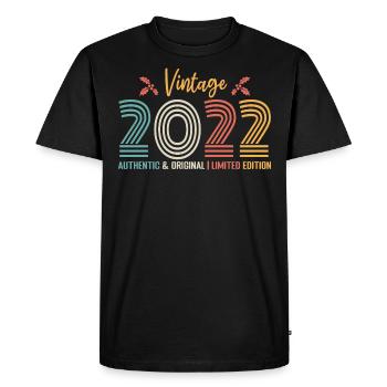 Anniversaire 2022 Anniversaire né en 2022 rétro - T-shirt Premium bio Homme - noir - Devant - Nico (187cm)