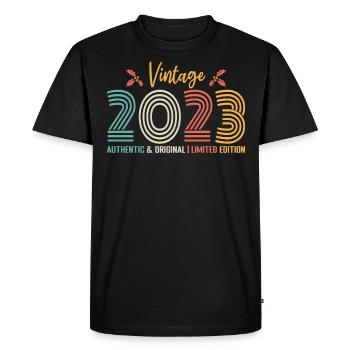 Birthday 2023 Birthday Born In 2023 Retro - Men's Premium Organic T-Shirt - black - Front - Nico (187cm)