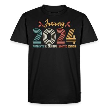 January 2024 birthday January 2024 retro - Men's Premium Organic T-Shirt - black - Front - Nico (187cm)