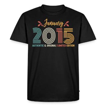Janvier 2015 anniversaire Janvier 2015 rétro - T-shirt Premium bio Homme - noir - Devant - Nico (187cm)