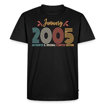 Janvier 2005 anniversaire Janvier 2005 rétro - T-shirt Premium bio Homme - noir - Devant - Nico (187cm)