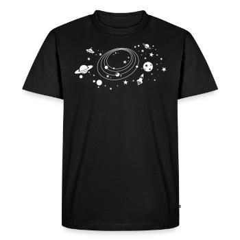 Planetary System | Rocket, Planet, UFO, Gift - Men's Premium Organic T-Shirt - black - Front - Nico (187cm)