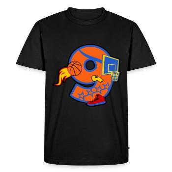 Basketball 9ème anniversaire Party Numéro 9 - 9 ans - T-shirt Premium bio Homme - noir - Devant - Nico (187cm)