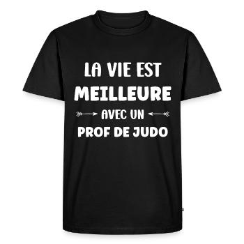 Prof de judo - T-shirt Premium bio Homme - noir - Devant - Nico (187cm)