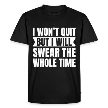 Je ne vais pas abandonner, je vais toujours maudire - T-shirt Premium bio Homme - noir - Devant - Nico (187cm)