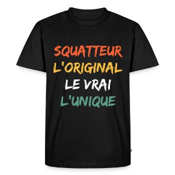 squatteur - T-shirt Premium bio Homme - noir - Devant - Nico (187cm)