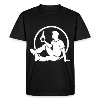 Silhouette de bouteille de bière buvant - T-shirt Premium bio Homme - noir - Devant - Nico (187cm)