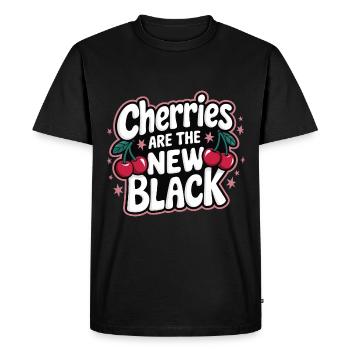 Cherries Cherries Fruits Food - Men's Premium Organic T-Shirt - black - Front - Nico (187cm)
