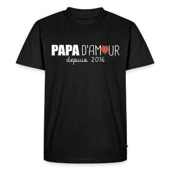 papa amour depuis 2016 cadeau fete papa - T-shirt Premium bio Homme - noir - Devant - Nico (187cm)