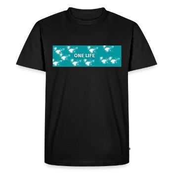 ONE LIFE - T-shirt Premium bio Homme - noir - Devant - Nico (187cm)