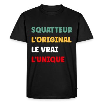 squatteur - T-shirt Premium bio Homme - noir - Devant - Nico (187cm)