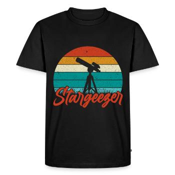 Stargazers, looking, observing through the telescope - Men's Premium Organic T-Shirt - black - Front - Nico (187cm)