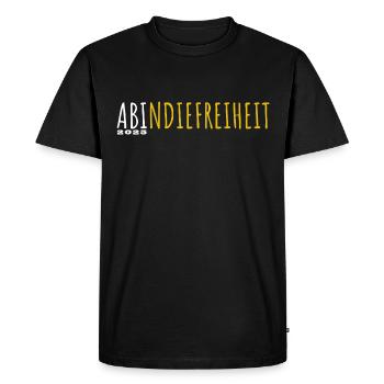 Ab in die Freiheit - ABI 2025 - Abitur - Spruch - Männer Premium Bio T-Shirt - Schwarz - Vorne - Nico (187cm)