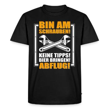 Bin am Schrauben! .. Bier bringen .. Schrauber - Männer Premium Bio T-Shirt - Schwarz - Vorne - Nico (187cm)