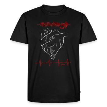 Coeur anatomique dessin ECG - T-shirt Premium bio Homme - noir - Devant - Nico (187cm)