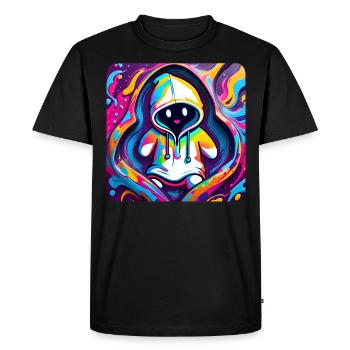 Cool Graffiti Ghost with Hoodie - Men's Premium Organic T-Shirt - black - Front - Nico (187cm)