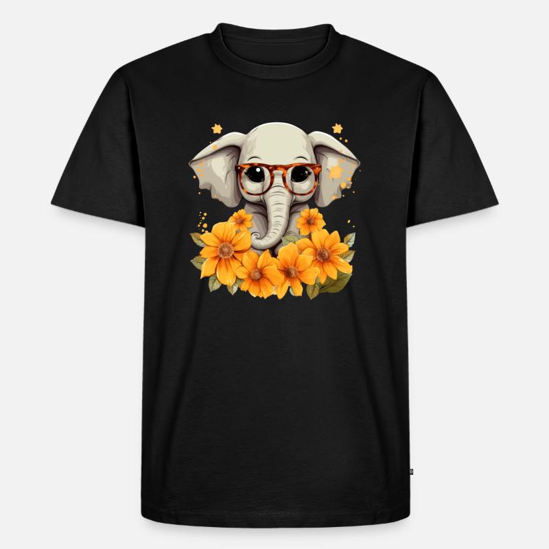 elefant sonnenblume - Männer Premium Bio T-Shirt - Schwarz