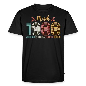 Mars 1988 anniversaire Mars 1988 rétro - T-shirt Premium bio Homme - noir - Devant - Nico (187cm)