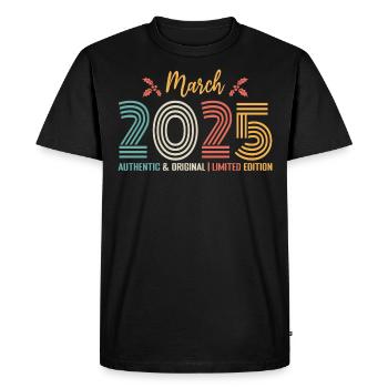 Mars 2025 anniversaire Mars 2025 rétro - T-shirt Premium bio Homme - noir - Devant - Nico (187cm)
