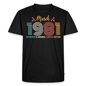 March 1981 Anniversary March 1981 Retro - Men's Premium Organic T-Shirt - black - Front - Nico (187cm)