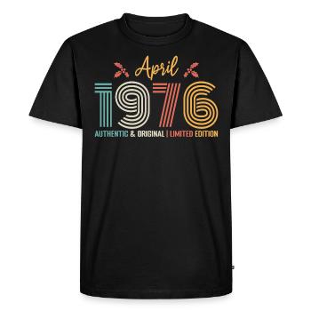 Avril 1976 anniversaire Avril 1976 rétro - T-shirt Premium bio Homme - noir - Devant - Nico (187cm)