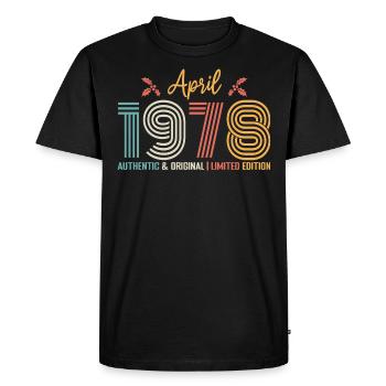 Avril 1978 anniversaire Avril 1978 rétro - T-shirt Premium bio Homme - noir - Devant - Nico (187cm)
