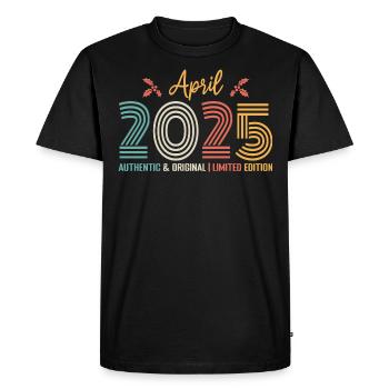 Avril 2025 anniversaire Avril 2025 rétro - T-shirt Premium bio Homme - noir - Devant - Nico (187cm)